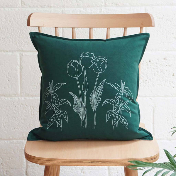 Pure Cotton Cushion Cover | Handmade | Green