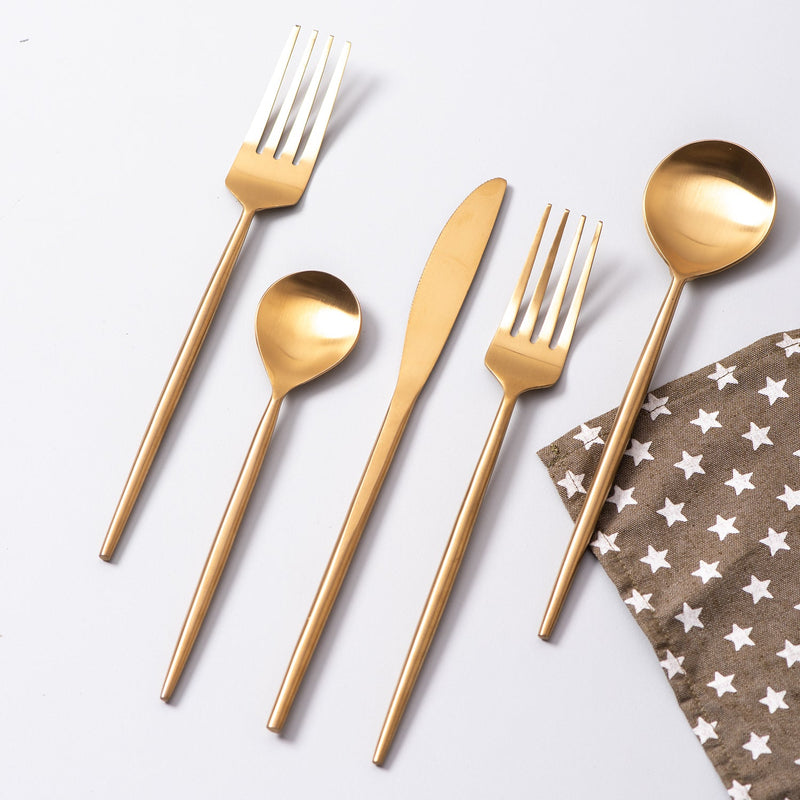 Stainless Steel Dipped Cutlery | Set of 5 | Gold