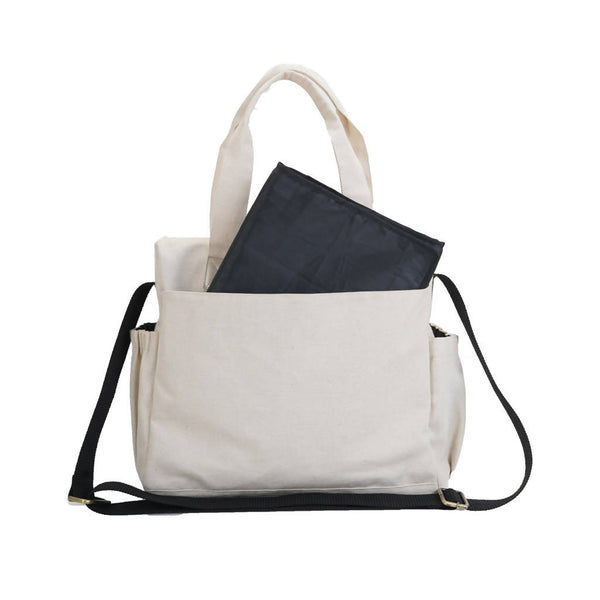 Organic Canvas Baby Bag | Diaper Bag | Fox Pattern | Cream