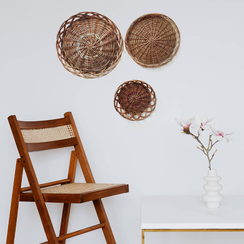 Wicker Wall Baskets- Set of 3.