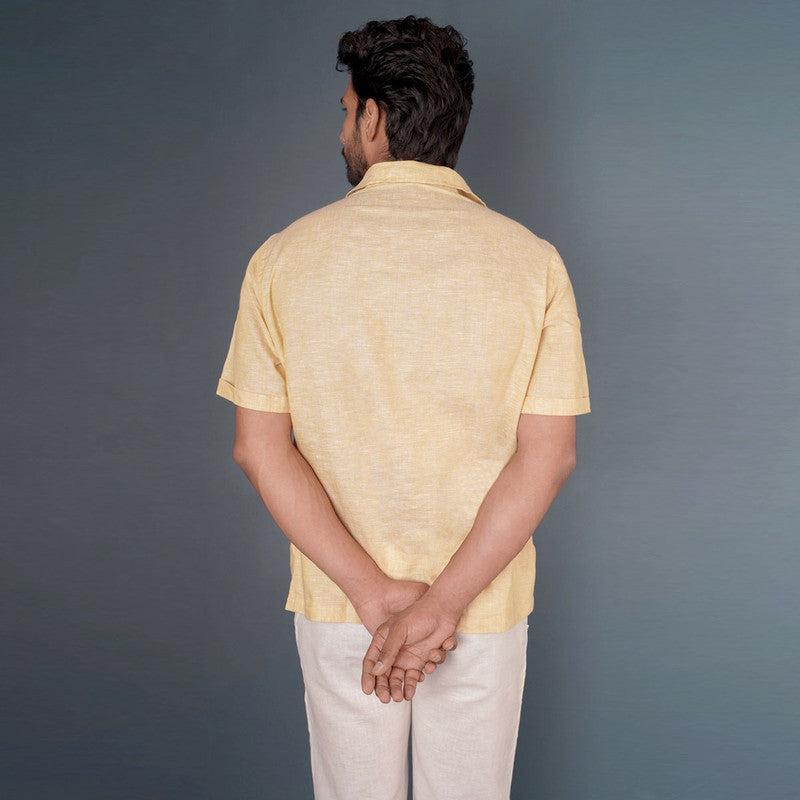 Cotton Linen Shirt | Pop-Over Shirt | Orange