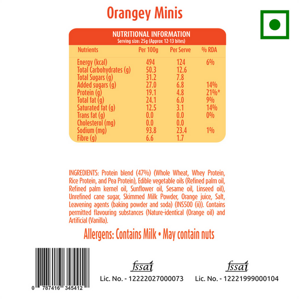 Orangey Protein Mini Cookies | Pack of 6 | 75 g x 6