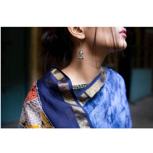 Festive Wear | Maheshwari Cotton Silk Batik Saree | Dark Blue