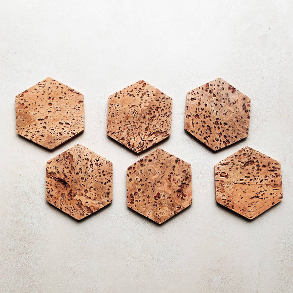 Natural Cork Coasters Set of 6