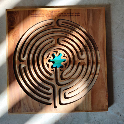 Handcrafted Teakwood Labyrinth Opening to Higher Consciousness