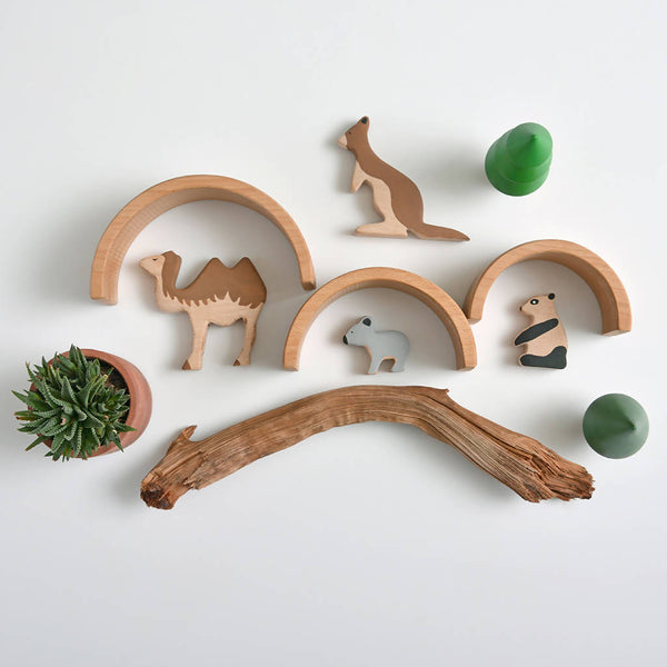 Birch and Bug Wooden Animal Toys for Kids | BPA Free | Set of 4