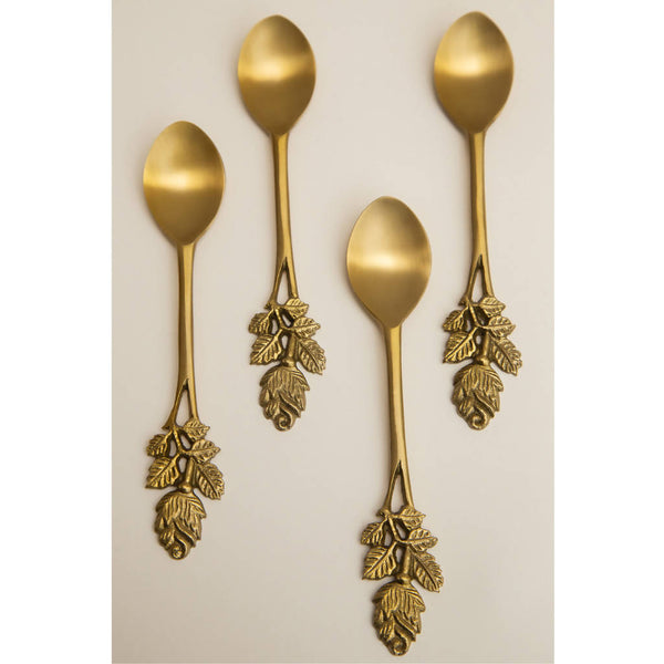 Gift Hampers | Tulip Gold Brass Spoon | Handcrafted | Set of 4