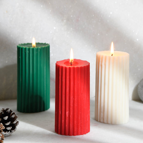 Soy Wax Scented Candles | Pillar Candles | Set of 3