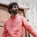 Linen Kurta for Men | Short Kurta | Red