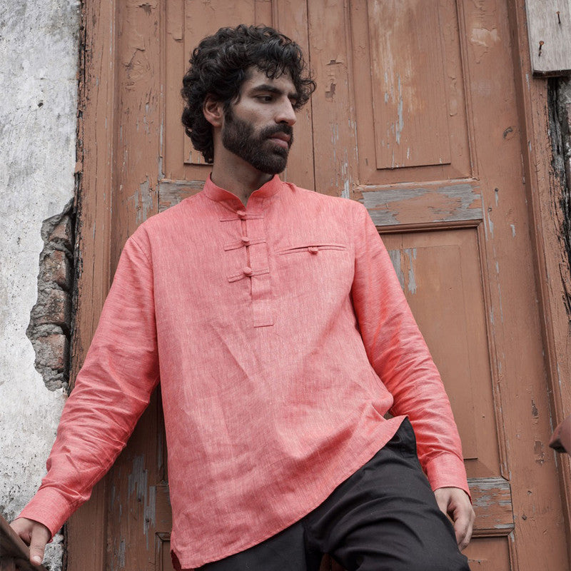 Linen Kurta for Men | Short Kurta | Red