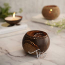 Handcrafted Brown Coconut Shell Candle Holder