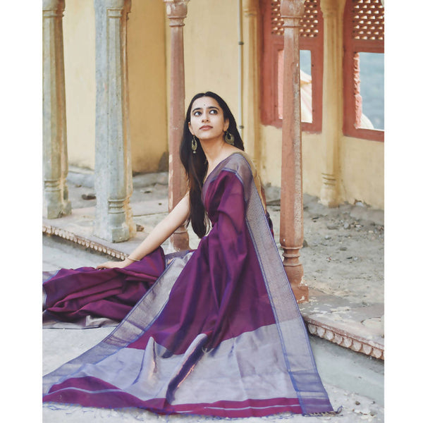 Festive Wear | Maheshwari Cotton Silk Saree | Purple