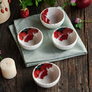 Ceramic Bowls | Small | Ivory & Red | Lead-Free | Set of 4