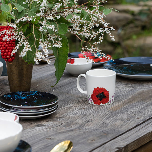 Festive Gifts | Ceramic Mugs | Ivory & Red | Lead-Free | Set of 2