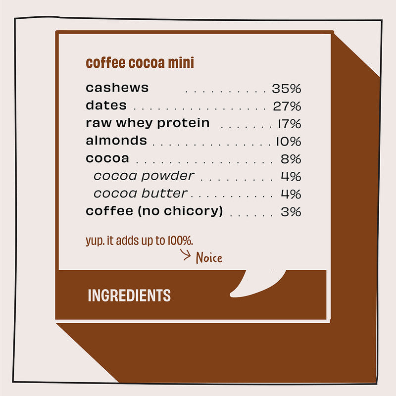 Mini Protein Bars | Coffee Cocoa | No Added Sugar | Pack of 8 (8 x 27 g)