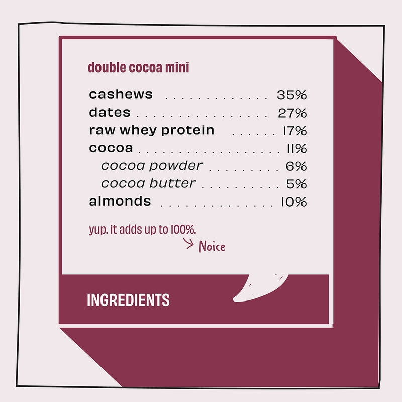 Mini Protein Bars | Double Cocoa | All Natural | Pack of 8 (8 x 27 g)