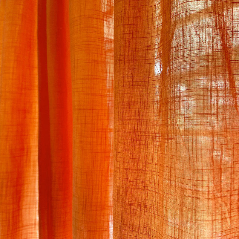 Pure Cotton Curtains | Sheer Fabric | Orange