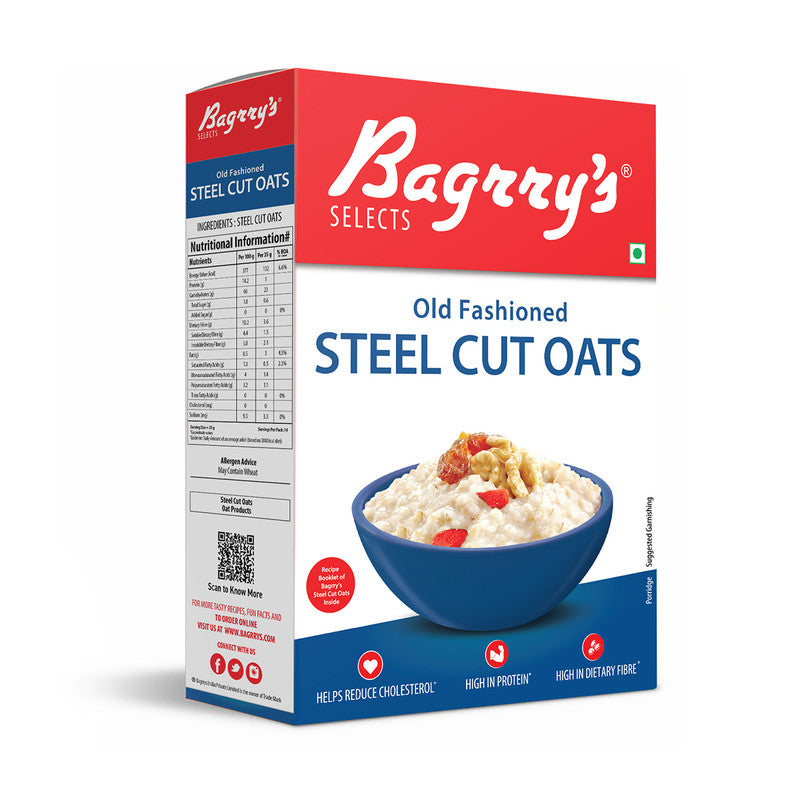 Bagrry's Steel Cut Oats | High in Dietary Fibre & Protein | Helps Reduce Cholesterol | 500 g