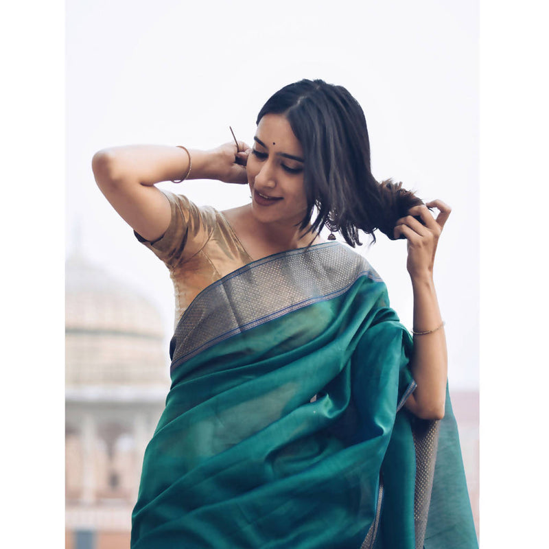 Festive Wear | Maheshwari Cotton Silk Saree | Green