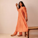 Cotton Chanderi Kurta | Botanical Embroidery | Peach