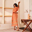 Cotton Chanderi Maxi Dress | Peach