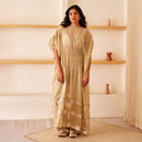 Cotton Chanderi Kaftan Kurta Set | Beige