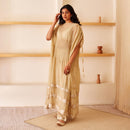 Cotton Chanderi Kaftan Kurta Set | Beige