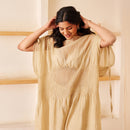 Cotton Chanderi Kaftan Kurta Set | Beige