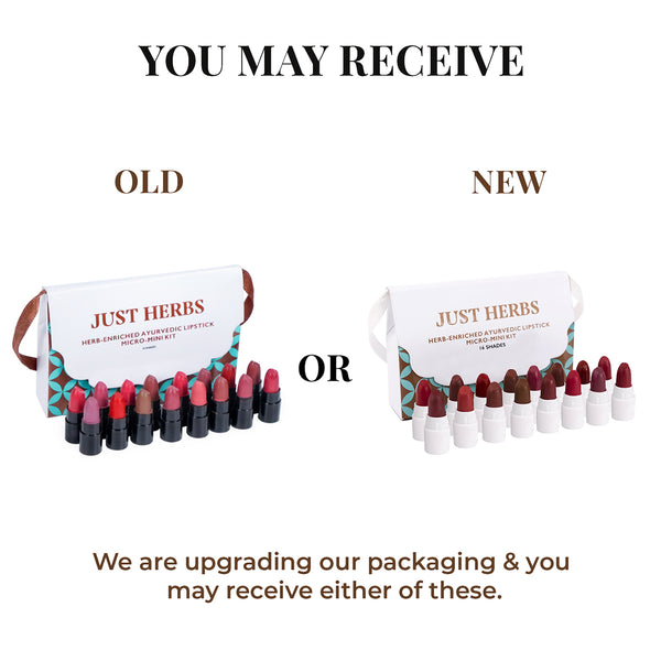 Just Herbs Ayurvedic Mini Lipstick | Shade Sample Kit | 16 Shades