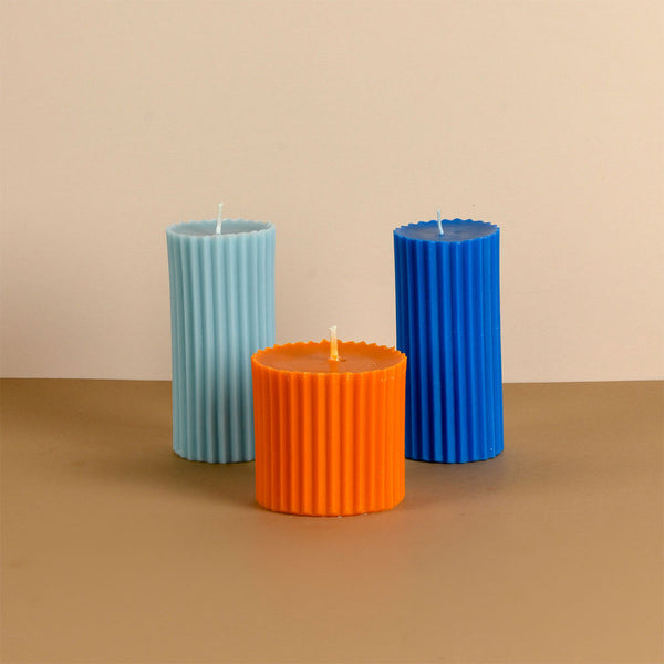 Soy Wax Scented Pillar Candles | Aquatique | 12-20 Hours | Set of 3