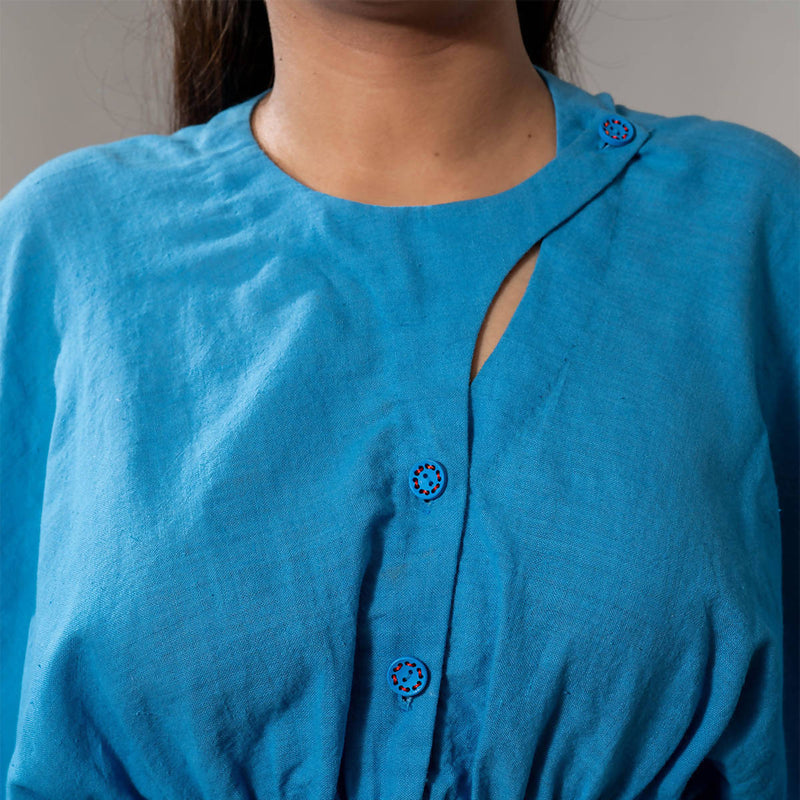 Pure Cotton Kaftan Style Top | Blue