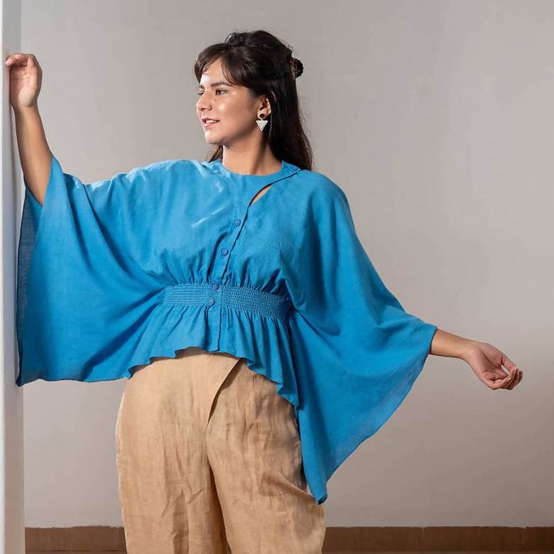 Pure Cotton Kaftan Style Top | Blue