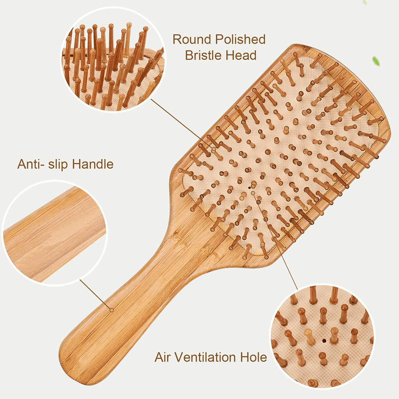 Bamboo Brush | Wooden Paddle Brush | For Hair | Brown