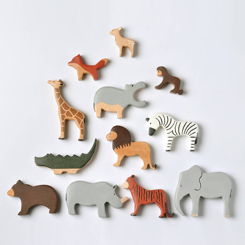 Wooden Animal Toys for Kids | Non-toxic Paints | Set of 12