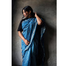 Festive Wear | Natural Dyed Blue Dabu Printed Chanderi Saree