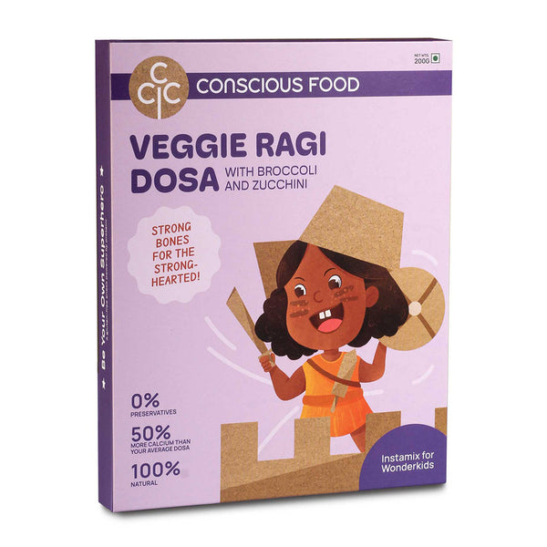 Veggie Ragi Dosa Mix | With Broccoli and Zucchini | 100% Natural | No Sugar | 200 g Pack of 2