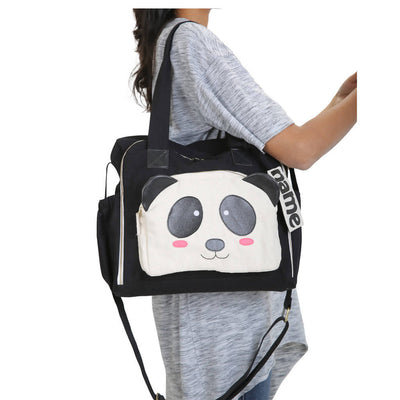 Organic Canvas Baby Bag | Panda | Black