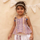 Organic Cotton Top with Dhoti for Girls | Blue & White