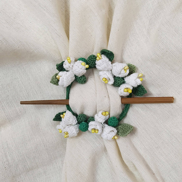 Cotton Yarn White Jasmine Crochet Hair Accessory