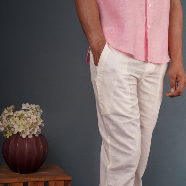 Cotton Linen Pants | White