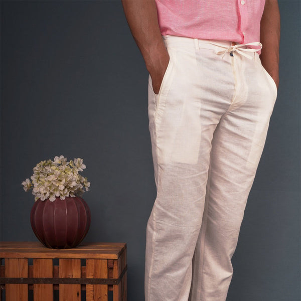 Cotton Linen Pants | White