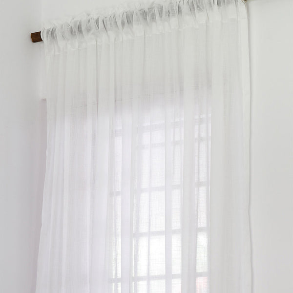 Pure Cotton Sheer Curtains | White