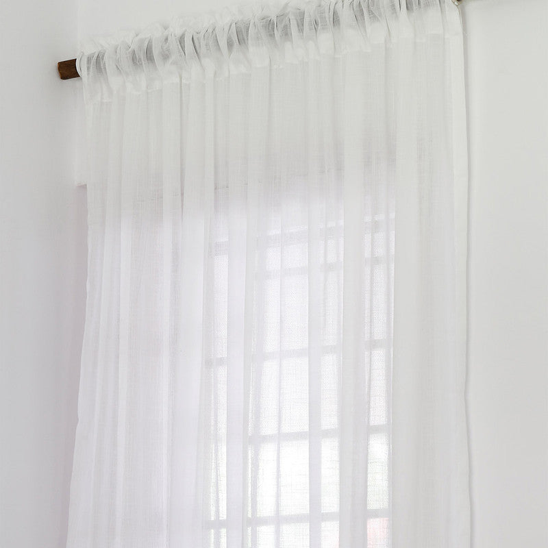 Pure Cotton Sheer Curtains | White