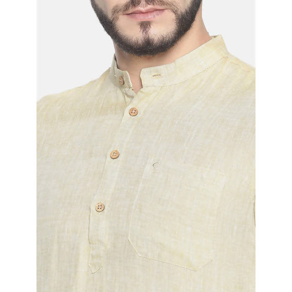 Hemp Slim Fit Long Kurta | Fawn