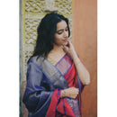 Maheshwari Cotton Silk Saree | Red & Blue