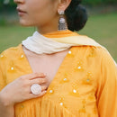 Mul Cotton Dupatta with Tassels |  Yellow & Off-White