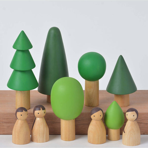 Birch and Bug Wooden Toys for Kids | Birch Folk In Evergreen Forest | BPA Free | Set of 12