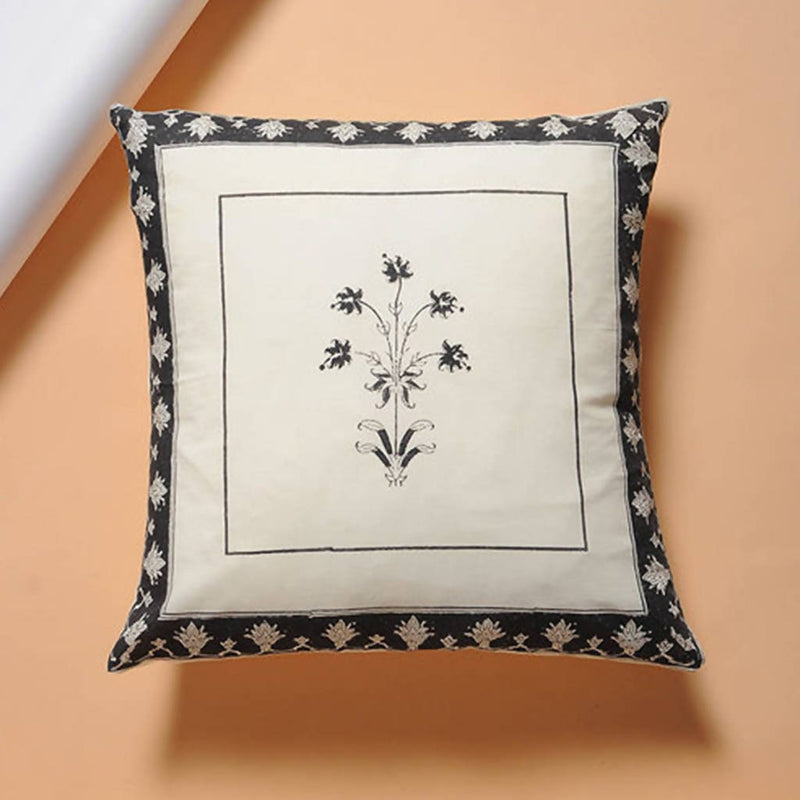 Cotton Cushion Covers | Handblock Printed | Set of 2 | Black & White